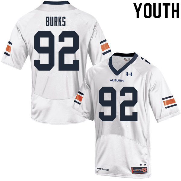 Youth #92 Marquis Burks Auburn Tigers College Football Jerseys Sale-White - Click Image to Close